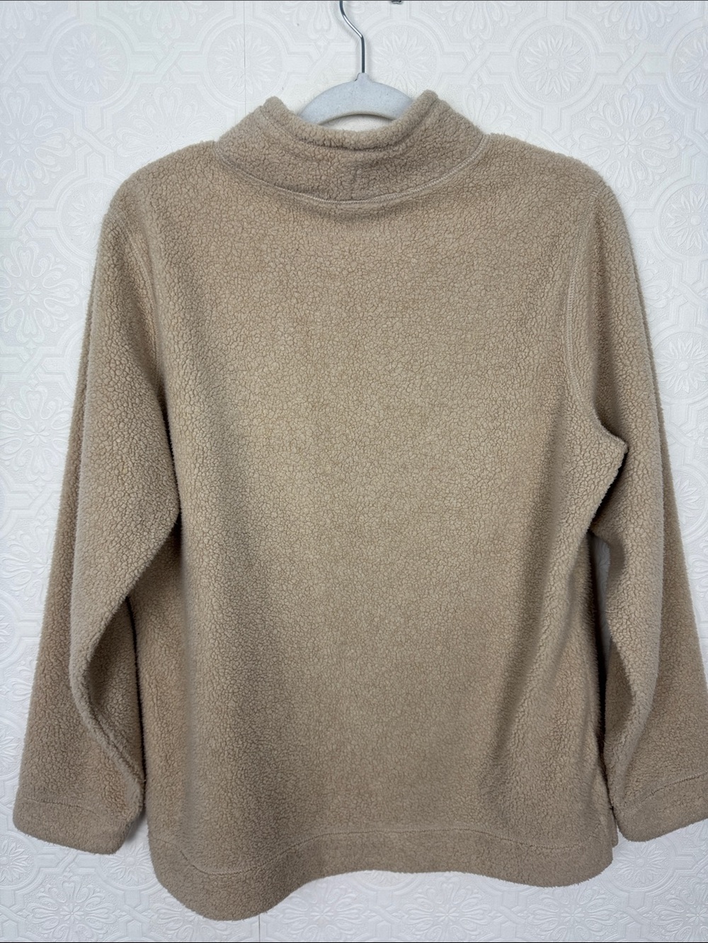 L.L. Bean Sherpa Fleece Mock Neck Pullover Sweater Beige Cream Women’s Medium - Picture 7 of 7